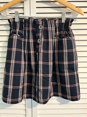 Zara Navy Plaid Girls Skirt with Red and White Windowpane